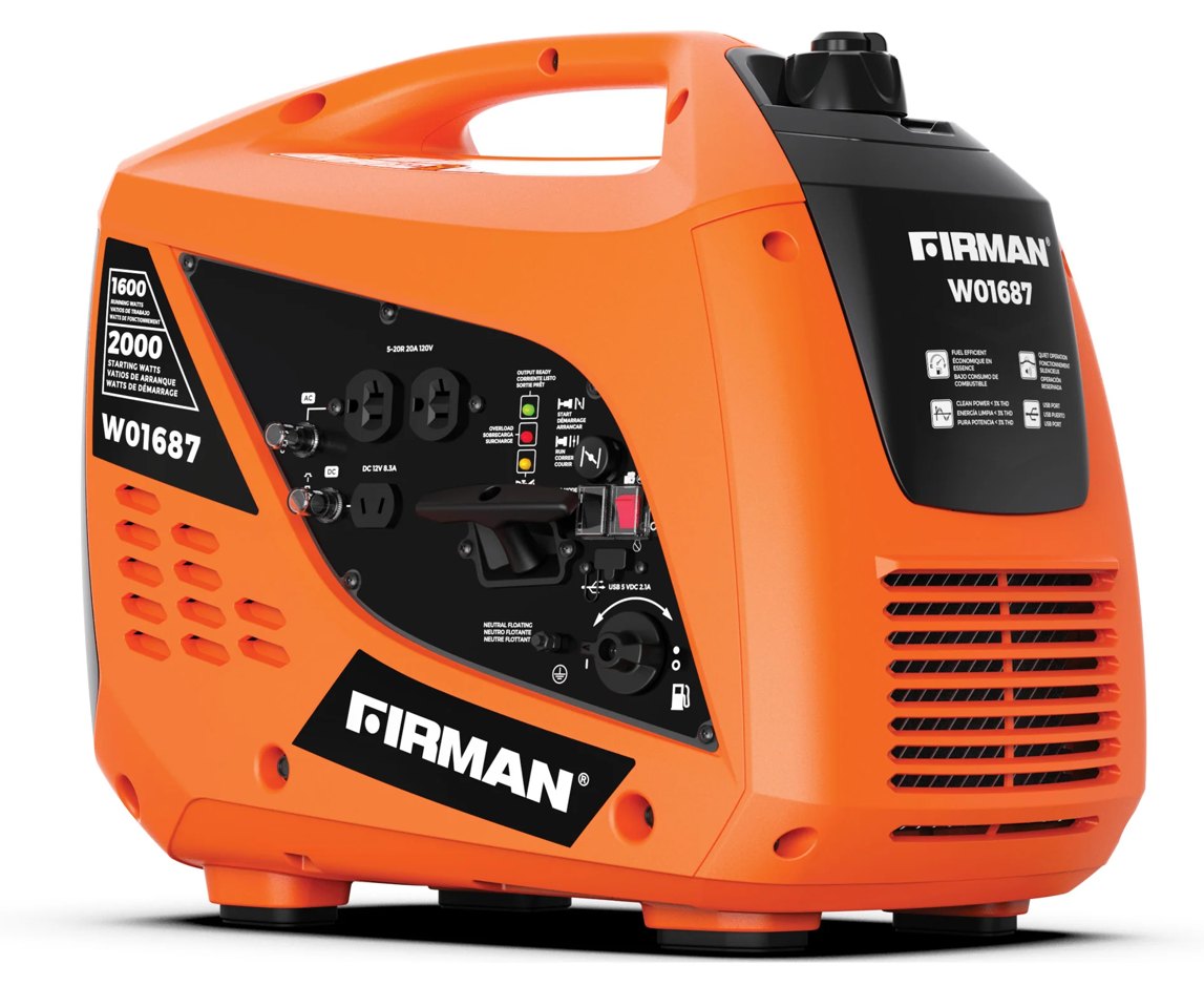 Firman W01687 Gas Inverter Generator – 2000 Starting / 1600 Running Watts