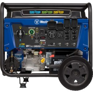 Westinghouse WGen9500TFc Tri-Fuel Portable Generator – 12500 Starting / 9500 Running Watts